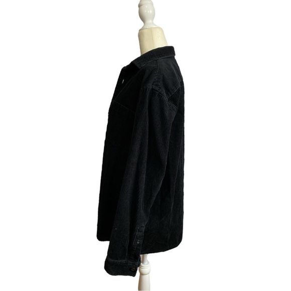 Express Black Velvet Corduroy Cord Over Jacket Button Up Size Medium - Picture 3 of 6